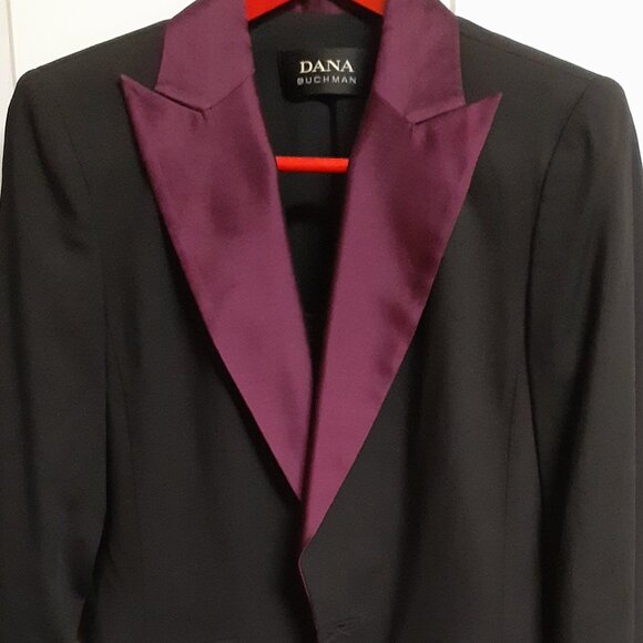 Dana Buchman Long Coat With Silk Vest Included! Size 8 Black/Purple *Unworn* - Picture 5 of 7